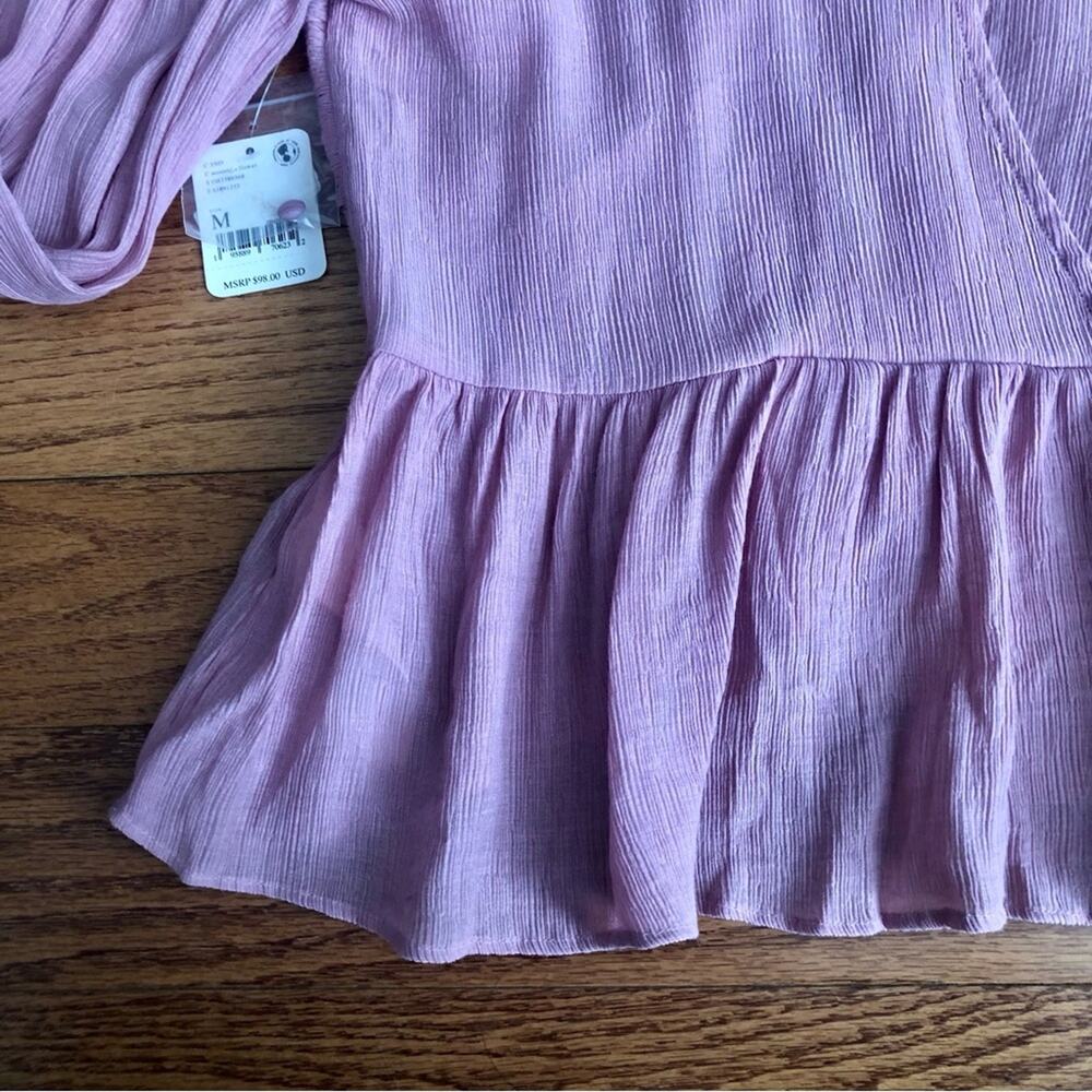 Free People Daia Dusty pink v-neck ruffle bell sleeve blouse Women’s Size M NWT - Picture 11 of 15